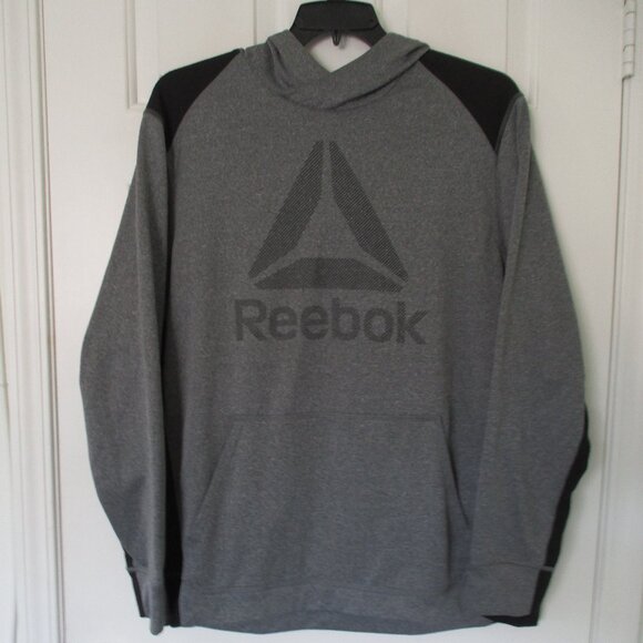 Reebok Speed Wick Mens L/S Gray Hoodie Sweatshirt w/Kangaroo Pockets NWOT - XL - Picture 1 of 3